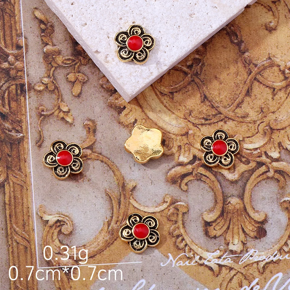 Vintage Bohemian Alloy Press Ons Nails Charms 3D Ethnic Enamel Drops Accessories For Wedding/Party DIY Nail Design Art Wholesale