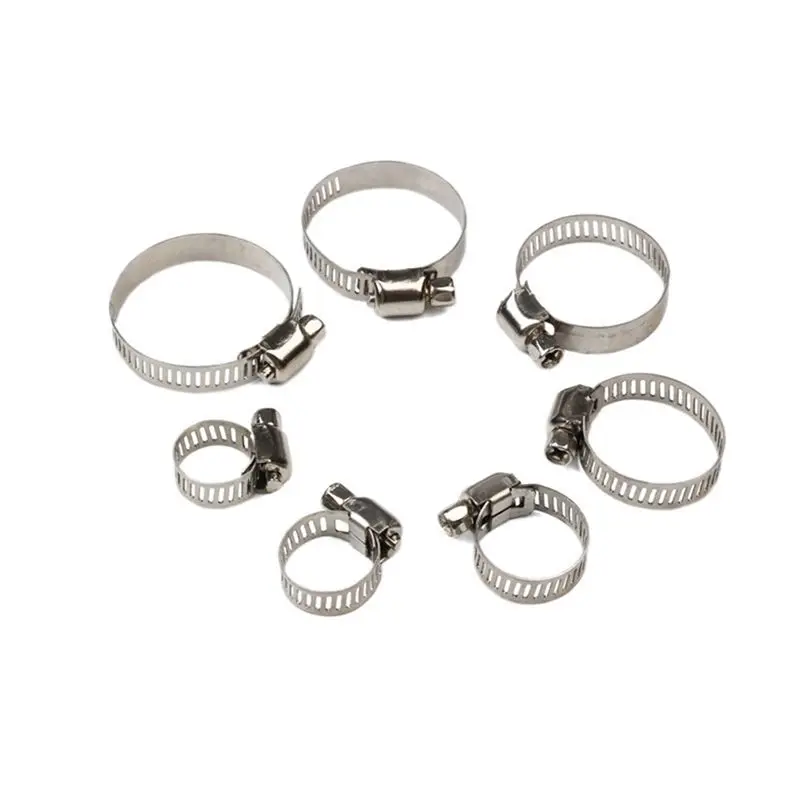 DT17 Stainless Steel Screw Band Hose Clamps 60Pcs, Adjustable 8-38mm Pipe Clamp Worm Gear Clip for Car Fuel Hose, Corrosion