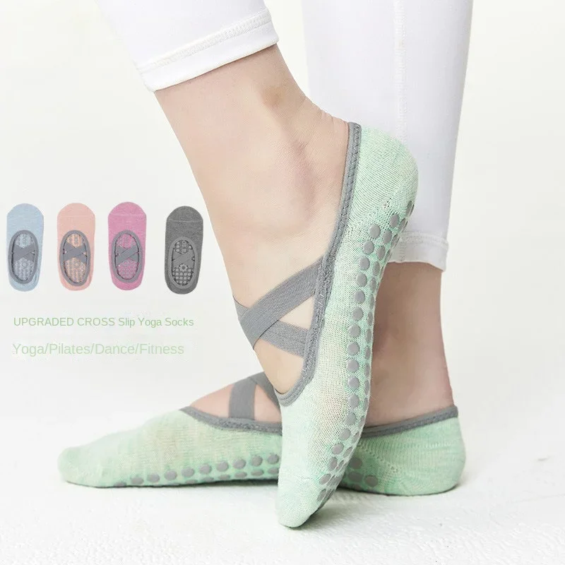 

1Pair Professional Women Yoga Socks Silicone Anti-slip Ballet Pilates Socks Women Backless Breathable Bandage Dance Sports Socks