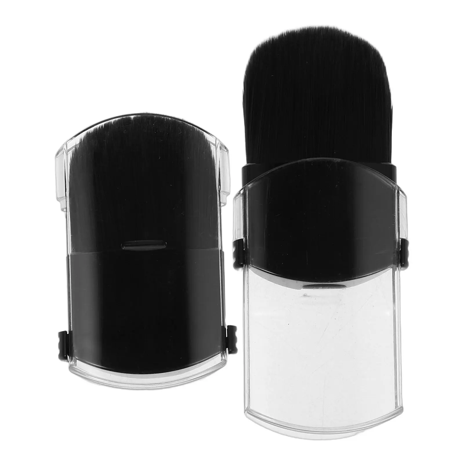 2Pcs Mini Retractable Makeup Brush Portable Travel Foundation Powder Brush Tongue Shape Soft Bristles for Face Contouring