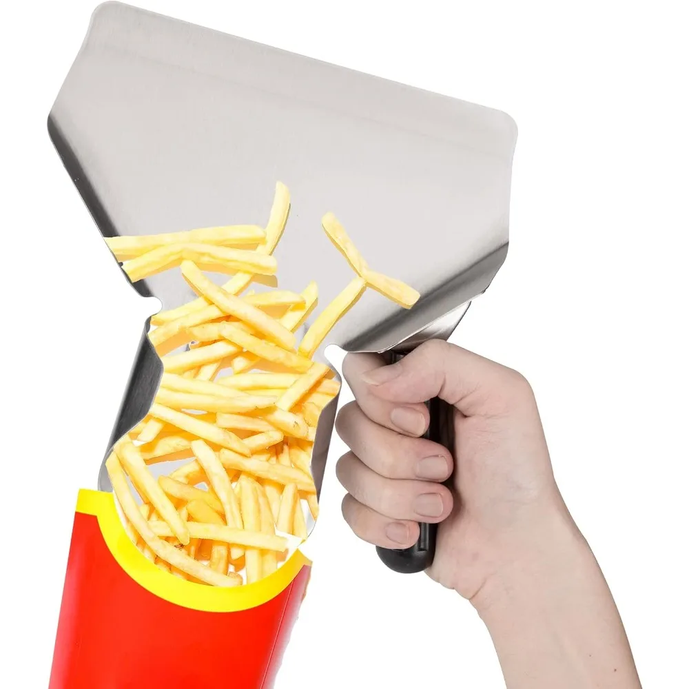 For French Fries Shovel, Stainless Steel Popcorn Scoop French Fry Bagger, Chip Bagger with Right Handle French Fries Shovel