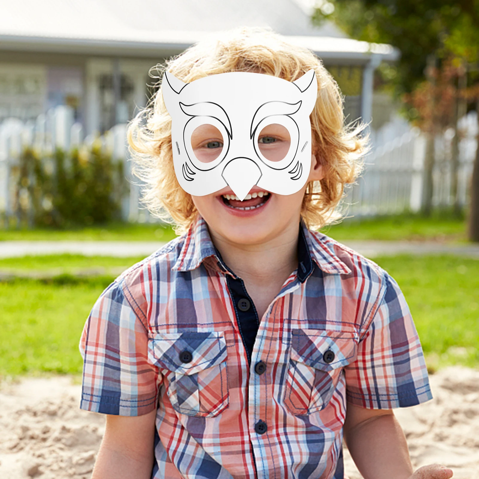 10 pezzi maschere di carta bianche Halloween bambini fai da te mascherata maschere vuote per pittura decorazioni artigianali accessori per feste cartone animato animale gufo