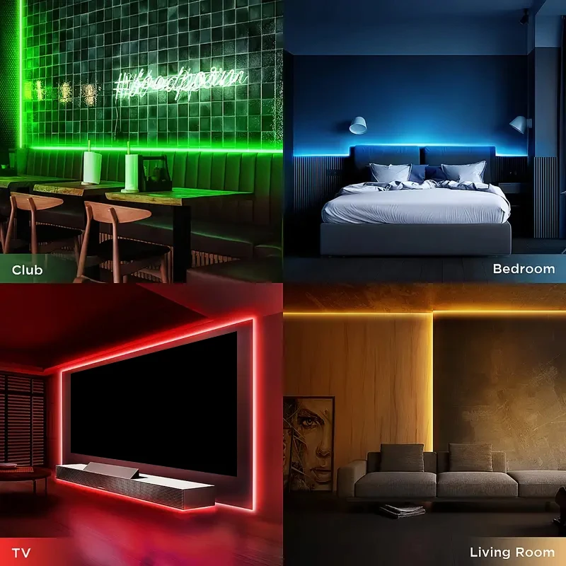 Conception flexible de bande LED RVB 5 m 10 m 20 m 30 m 40 m, avec télécommande et éclairage RVB couleur utilisé pour le lit familial rétro-éclairé TV