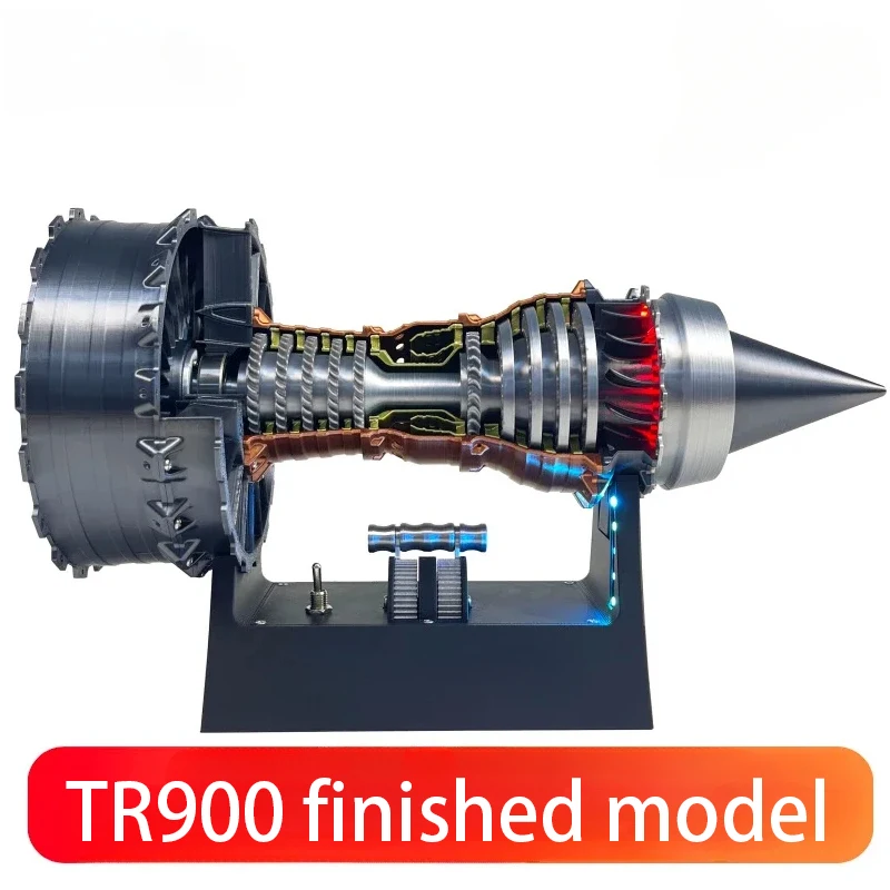 TR900 Aviation Engine Model Assembly Kit Electric Simulation Jet Turbojet Engine with Red Tail Flame Toy Gift