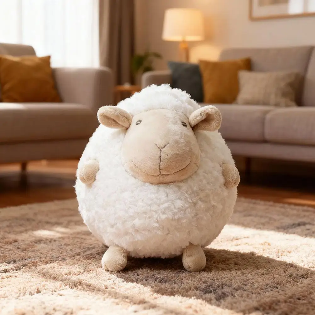 Almohada de peluche de oveja esponjosa, muñeca de Animal bonita para niños, compañero para dormir cómodo y regalo suave para niños