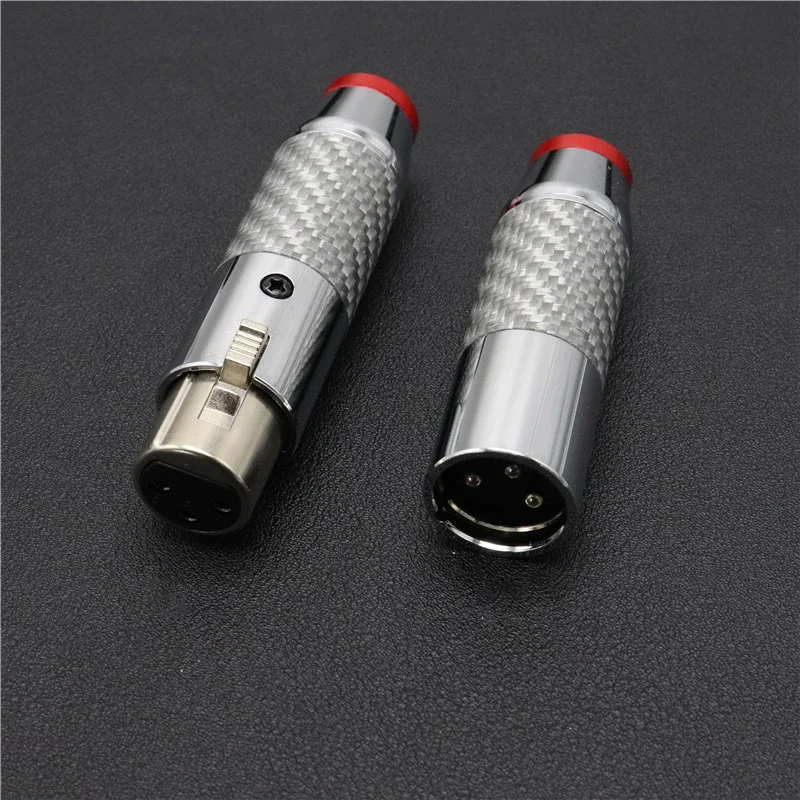 HiFi Carbon Fiber XLR Male Female Connector With Copper Plated Gold Canon  Audio Balance Plug