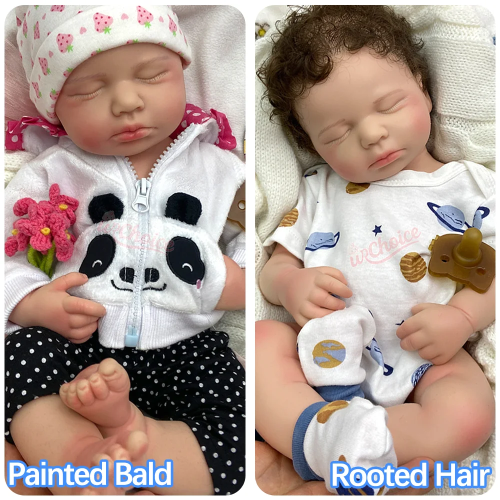 20 Zoll realistische, vollständig aus Silikon gefertigte Reborn-Babypuppe (Junge/Mädchen) mit eingewachsenem Haar, weicher Neugeborenenpuppe mit offenem Mund und Schnuller, als Weihnachtsüberraschungsgeschenk.