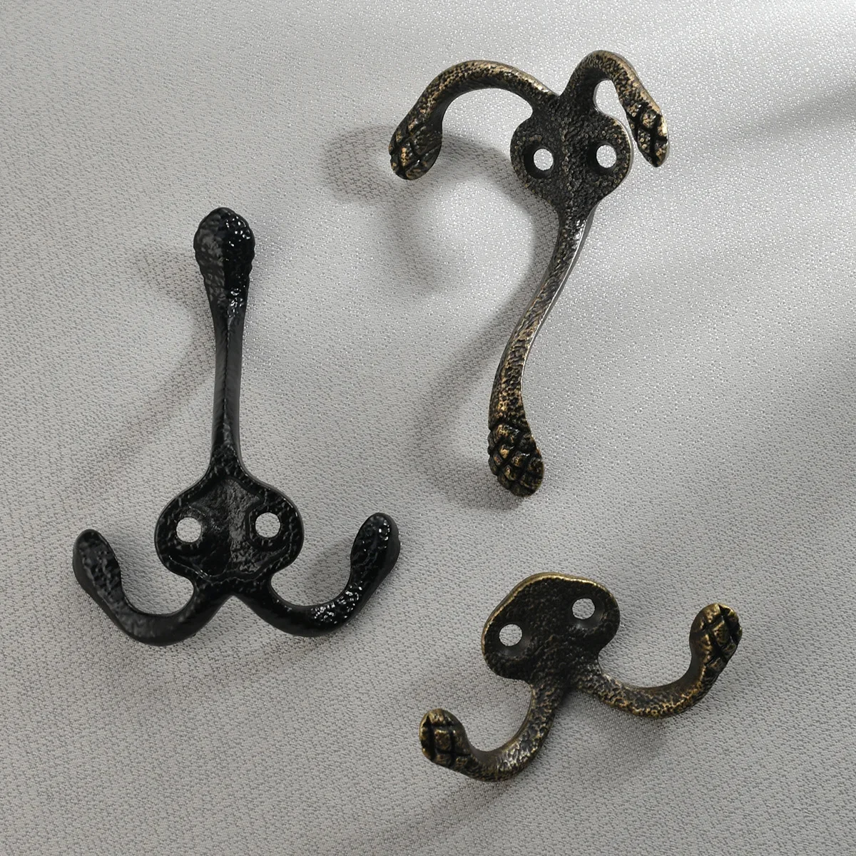 Antique Hooks, Cabinets, Wardrobes, Black Zinc Alloy Hooks, Double Hooks, Classic Patterns, Double Hooks, Exquisite Design