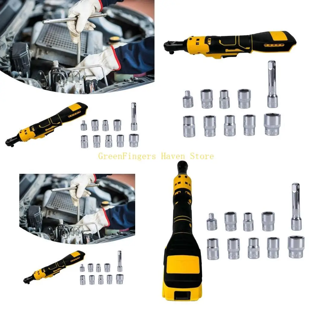 

F68D 3/8" Cordless Ratchet Wrench for 20V Battery Electric Power Ratchet Variable Speed 400RPM Wrench Tool Adapter
