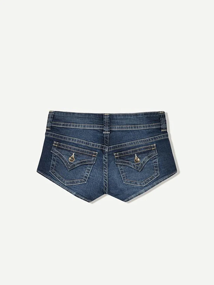 หญิง Chic Street Evening Club Partywear Y2k ซิป DENIM กางเกงขาสั้นผู้หญิงเซ็กซี่ต่ําเอว Peachy ด้านล่างกางเกงยีนส์สั้น