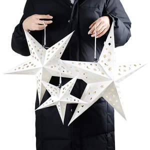 ضوء النجمة المجوف ، مصبغة النافذة ، ضوء الليل ، عاكس الضوء الورقي ، غرفة المنزل ، قلادة الحديقة ، الزفاف ، زينة عيد الميلاد ، 30 سم ، 45 سم ، 60 سم أفضل 8 مبيعات طقم زينة عيد ميلاد 30 - رقم 6