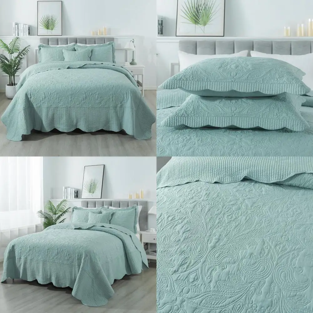 

Rustic California King Quilt Set - Oversized 128x120 Inch Bedspreads, 4-Piece Reversible Coverlets, Lightweight Bedding