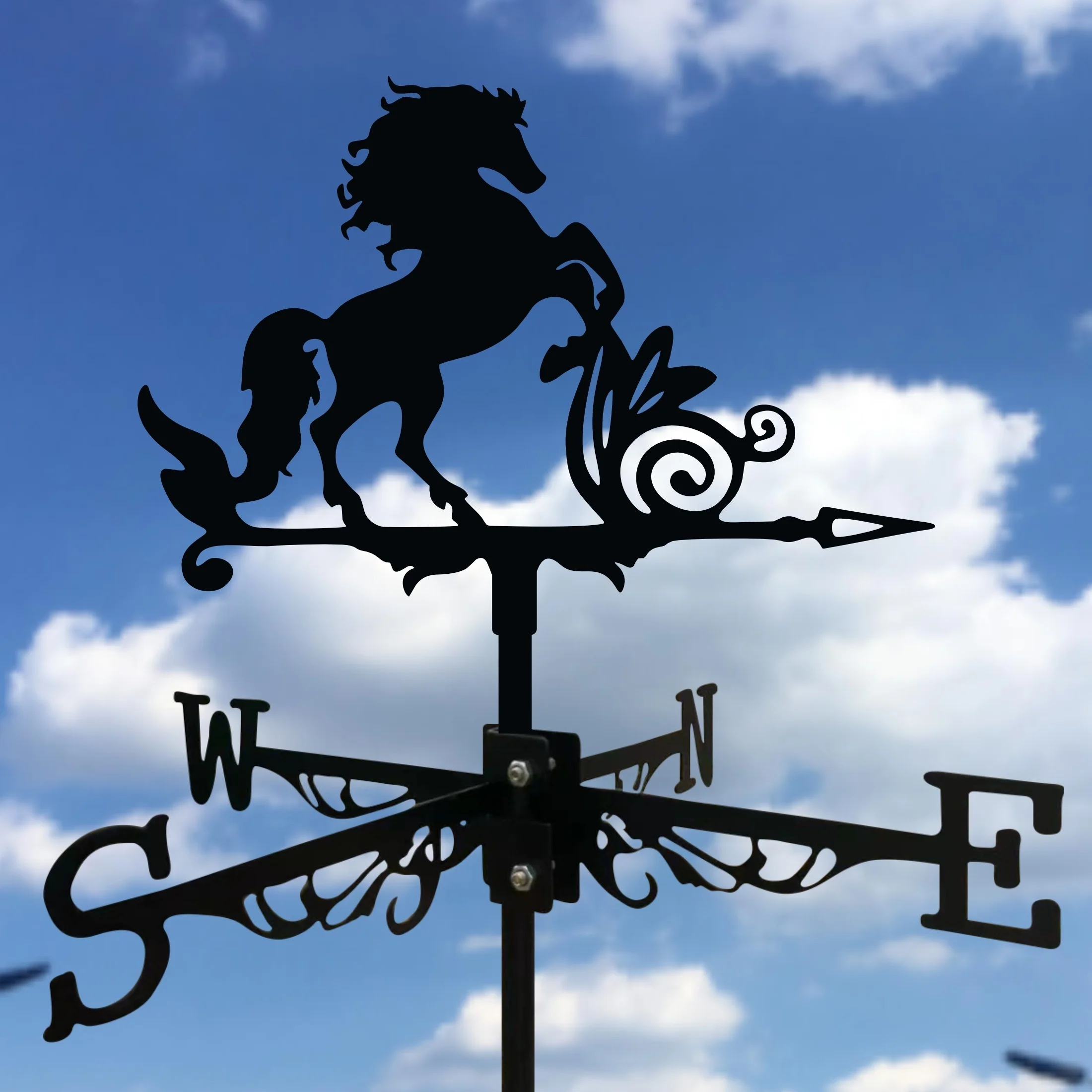 Outdoor Wrought Iron Wind Vane Statue -Metal Wind Direction Indicator with Decorations, Garden & Courtyard Ornament for, Balcony