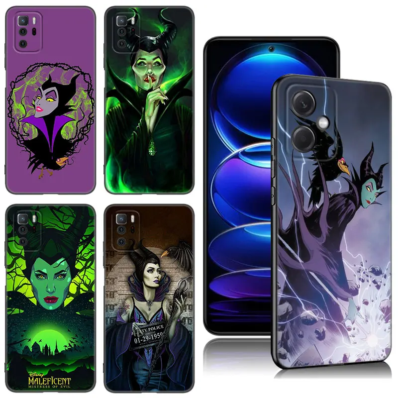 Disney Maleficent Black Silicone Phone Case For Xiaomi Redmi Note 9 10 11 11S 11T 12 13 Pro 5G Plus 9S 10S 12S