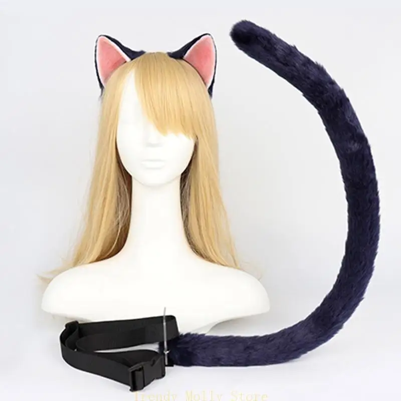 

N5KB Sexy Animal for Cat Ears Headband and Faux Fur Tail Cosplay for Cat Cost