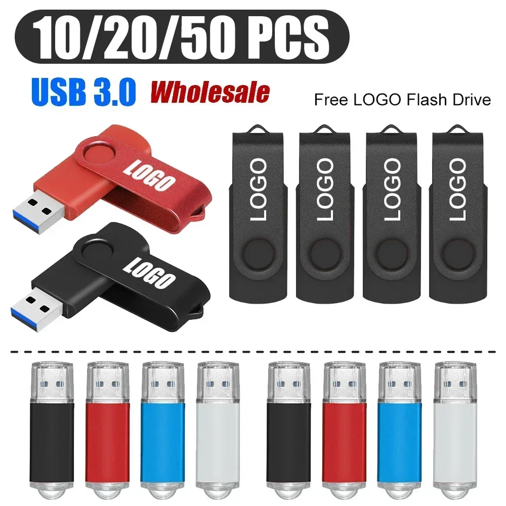 10/20/50PCS/LOT  USB 3.0 Flash Drive Rotatable Pen drive 8GB16GB 32GB 64GB128GB Free logo Memory stick Creative Business Gift