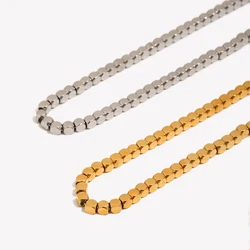 Minimal 18k Gold Plated Cubic Beads Women's Stainless Steel Chain Necklace Silver Color Chain Necklace Jewelry for Women