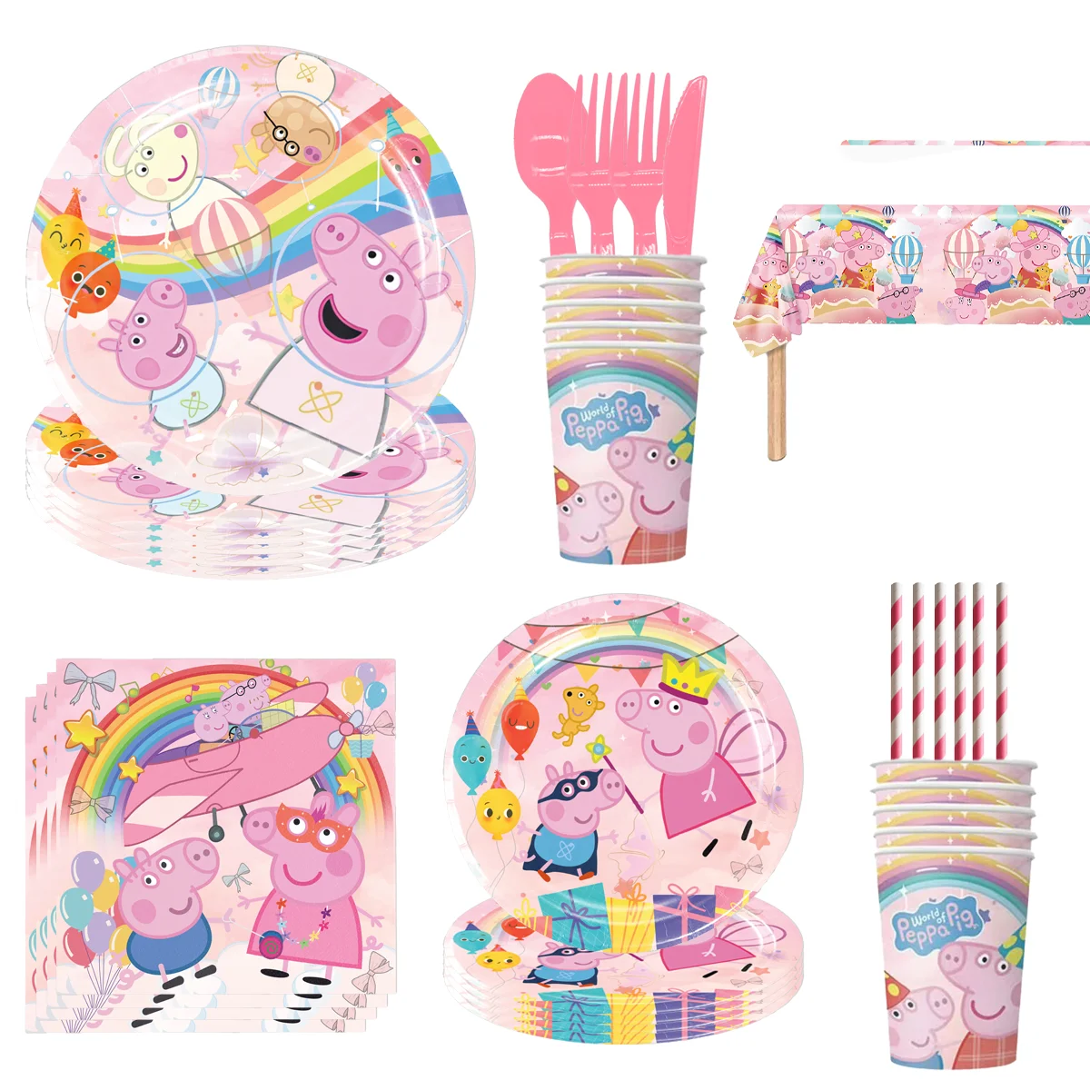 

Cartoon Peppaed Pig Birthday Party Decoration Set George Pig Dad Mom Party Anime BallonTableware Students Family Gift Supplies