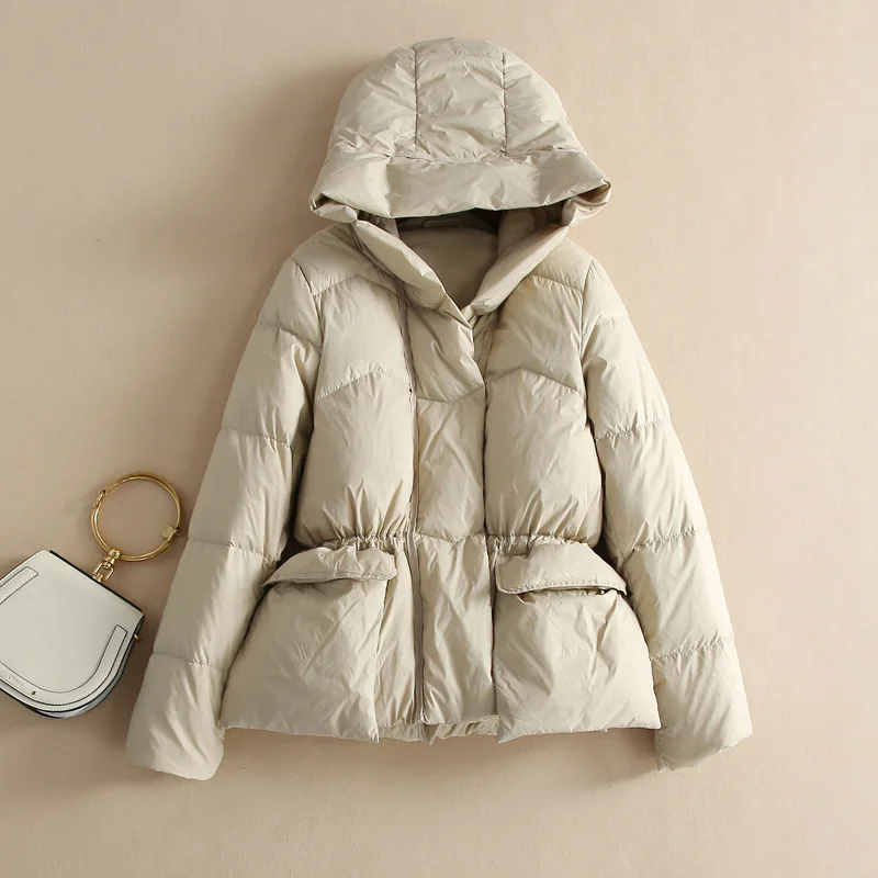 مقنعين الدانتيل يصل الرجعية الأبيض بطة أسفل سترة 2025 الخريف/الشتاء المرأة الأوروبية أسفل سترة يندبروف #1