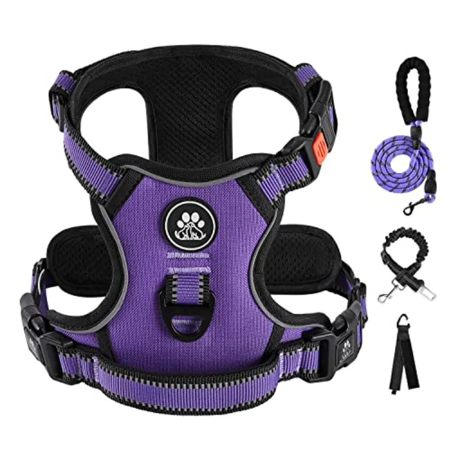 No Pull Dog Harness for Medium Dogs, Dog Vest Harness with Leash, Safety Belt and Storage Strap, Fully Adjustable Harness, 360°