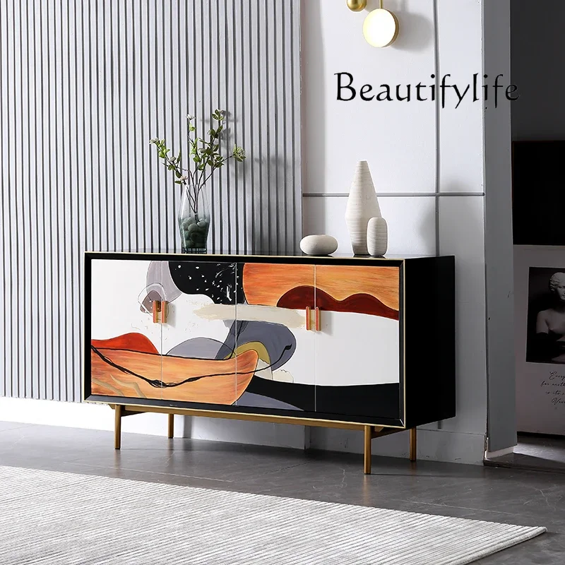 A Designer Simple Modern Solid Wood Light Luxury Minimalist Home Living Room Storage Dining Side Fashion Home