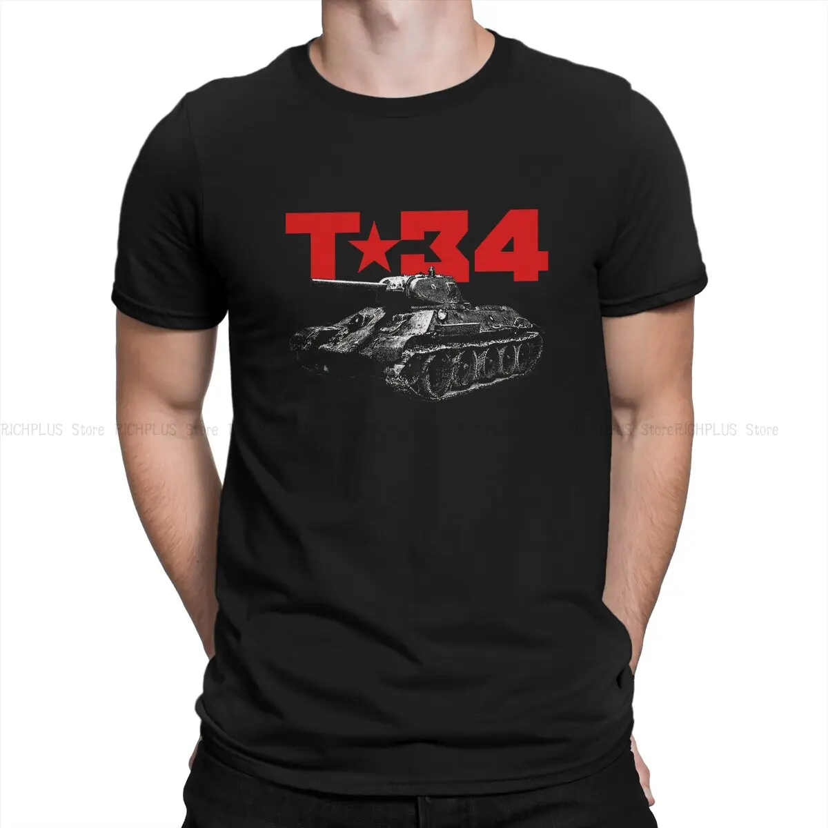 T-34 Tank Man's TShirt Russian USSR CCCP Crewneck Tops Polyester T Shirt Humor Birthday Gifts