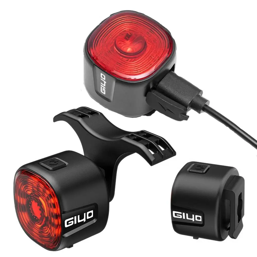 Oplaadbaar Smart LED-fietsrem-achterlicht 6 modi Inductie Berghelm Waarschuwingslampje Type-C Stofdicht