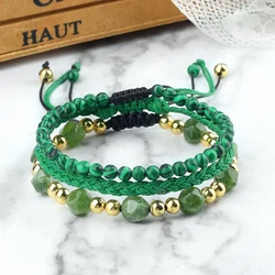 3pcs/set Bohemian Bracelets For Women Men Cut Surface Natural Stone Beads Bracelet Malachite Tiger Eye Stone Bangle Jewelry Gift