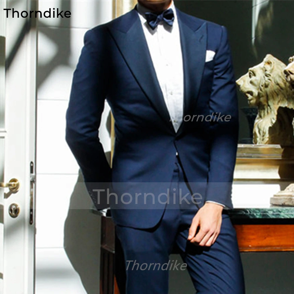 Thorndike 2022 Elegant One Button Men's Business Suits Men Set Wedding Bridegroom Prom Suit 2 Pieces(Jacket+Pant)Traje Novio