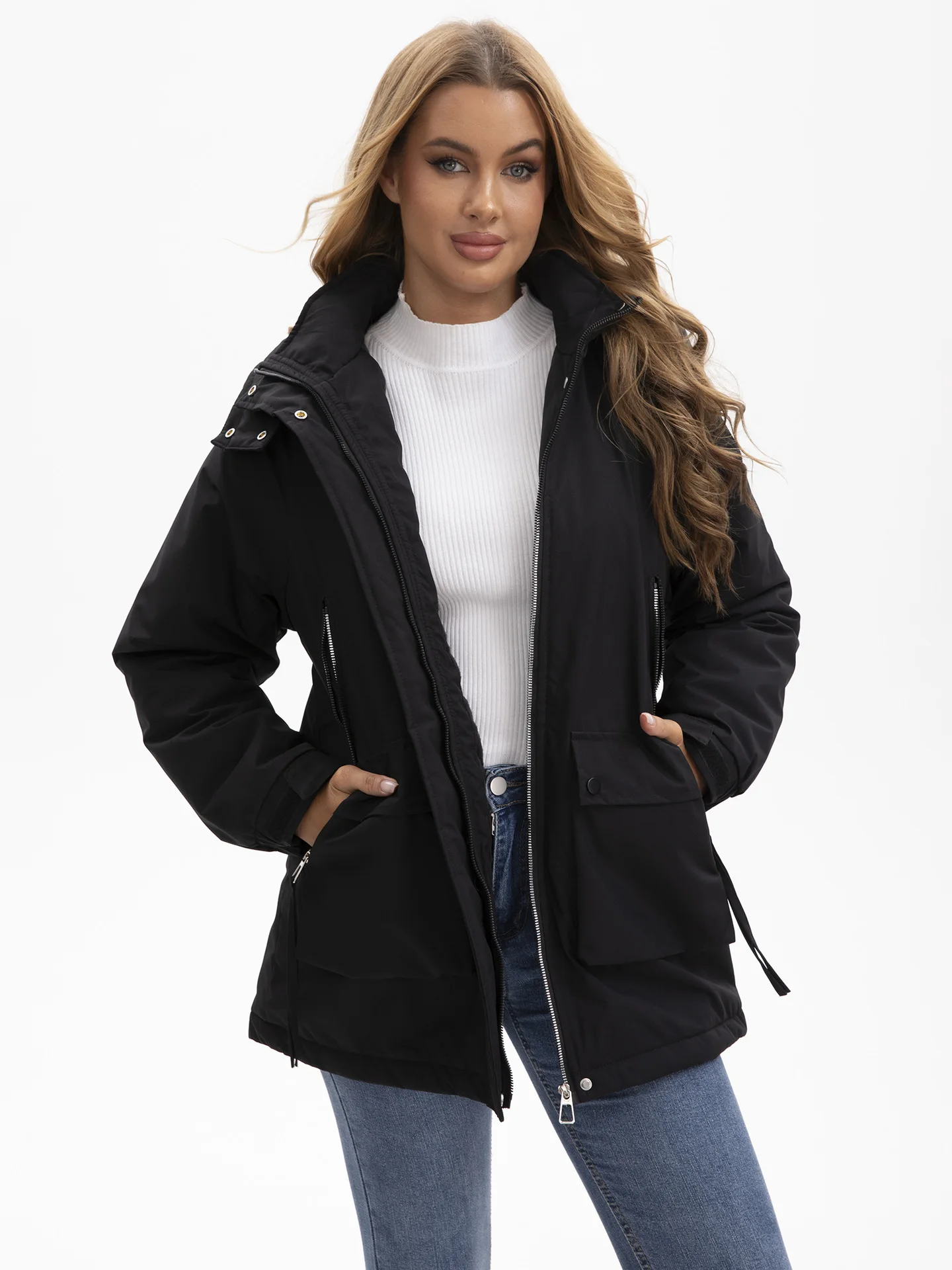 2025 Women's Detachable Cap Fleece Jacket Waterproof Autumn Winter Coat Outdoor Cotton-Padded Style New Arrival