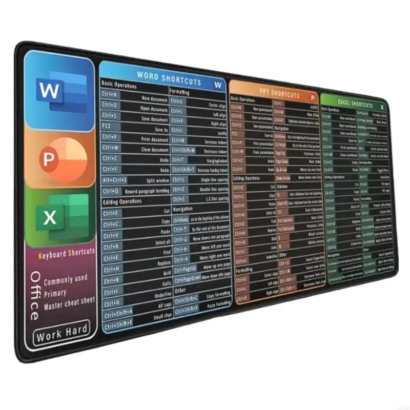 G6DD NonSlip Computer Mats with Excels and Word Shortcut Waterproof Desk Pad for Office Use and Gaming