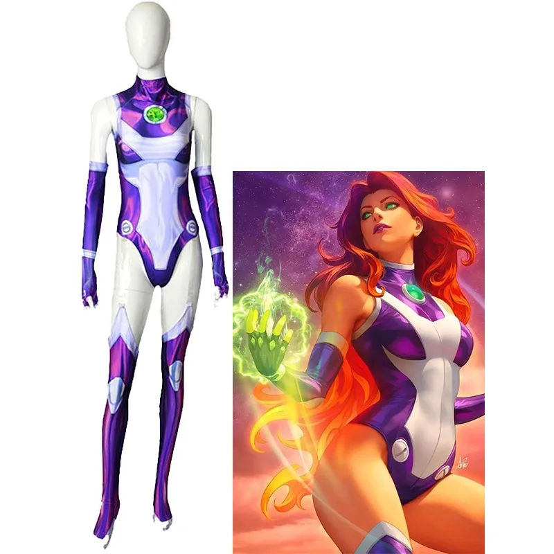 アニメティーンタイタンジャンプスーツスターファイアボディスーツ制服コスプレ衣装ハロウィン仮装カーニバルパーティー衣装大人子供のための