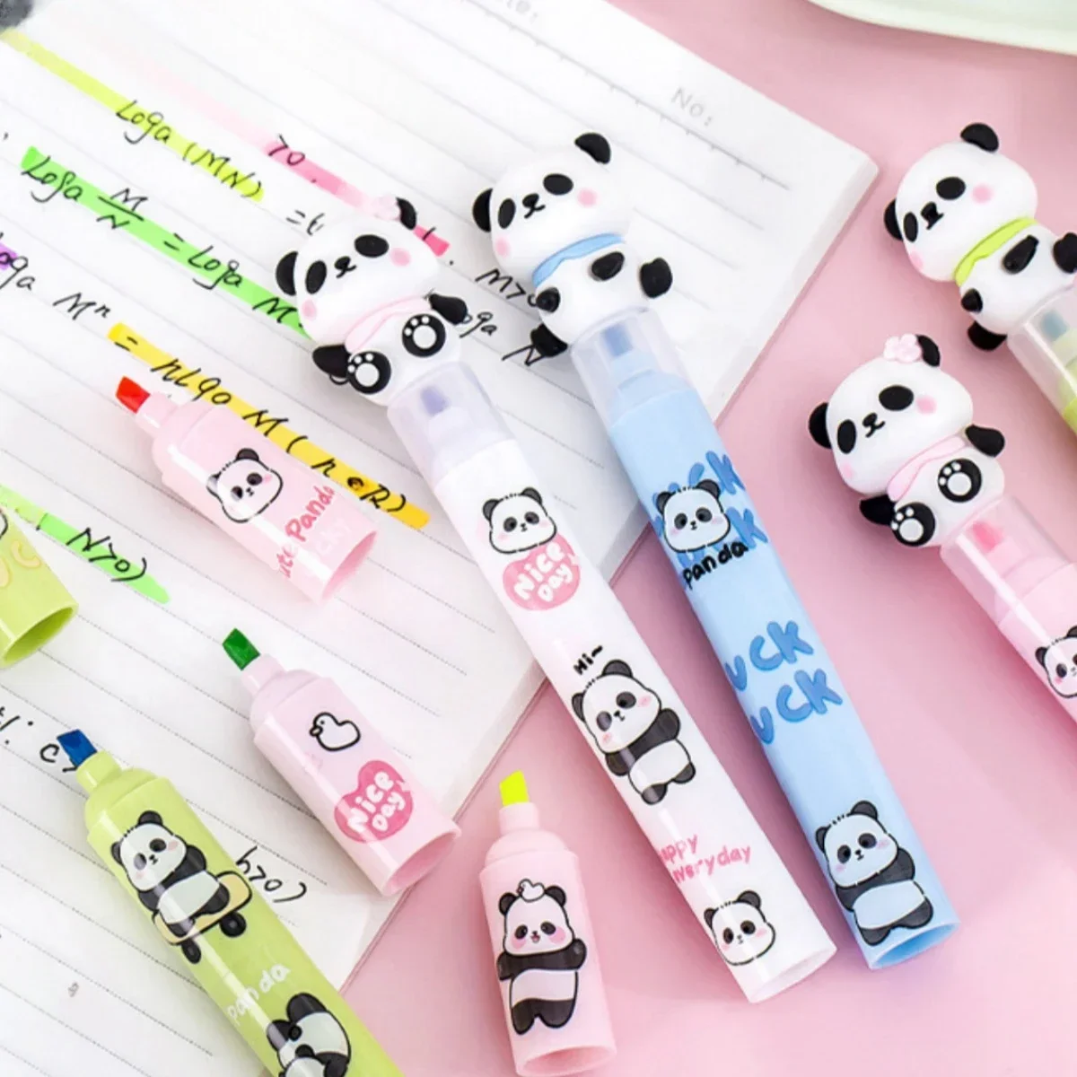 4 pcs/lot Lovely Panda 3 Layer Splicing Highlighters Art Markers Diy Drawing Paint Colored School Office Marker Pens Stationery