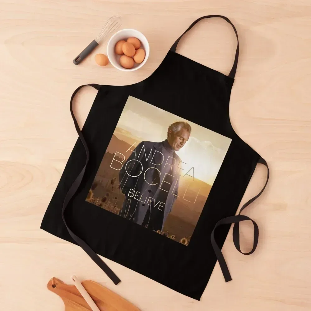 

Vintage Retro Believe Andrea Percaya Bocelli Senjahari Awesome For Music Fans Apron men's barbecue Chef jacket men Apron