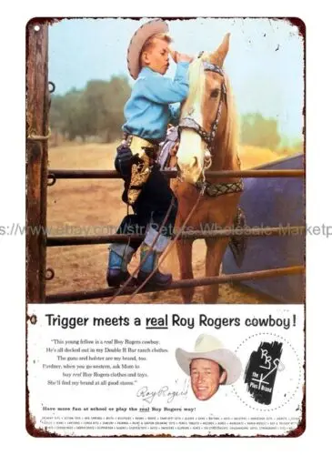 Roy Rogers Brand Trigger 1958 metal tin sign cottage shop