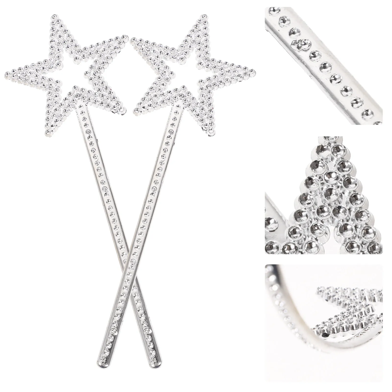 

12Pcs Angel Fairy Wands Plastic Star Shaped Stick for Kids Party Birthday Halloween Princess Theme Sparkling Star Effect Silver