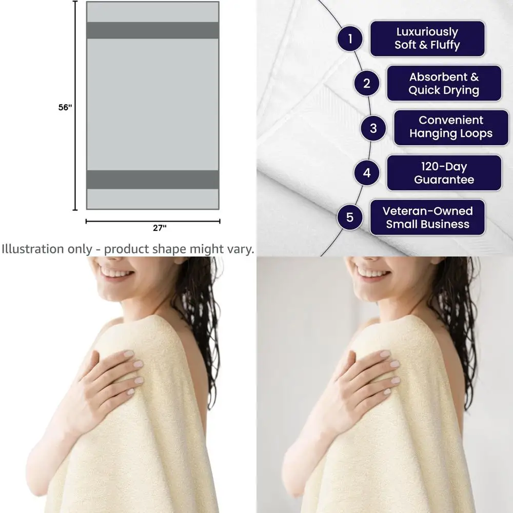 

Luxury Bamboo Viscose Bath Towel Set - 700 GSM, Ultra Soft, Plush, 6-Piece, Super Absorbent & Fast Drying