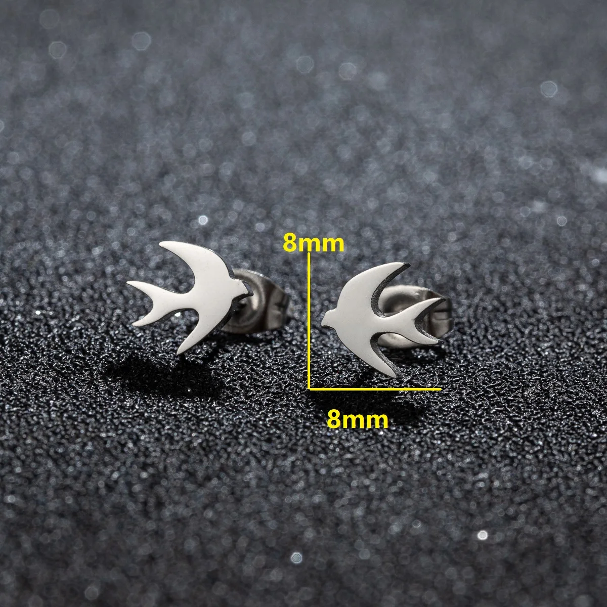 1Pair Cute Animal Swallow Stainless Steel Earrings Girl Free Shipping Small Bird Piercing Women Earring Fashion Jewelry