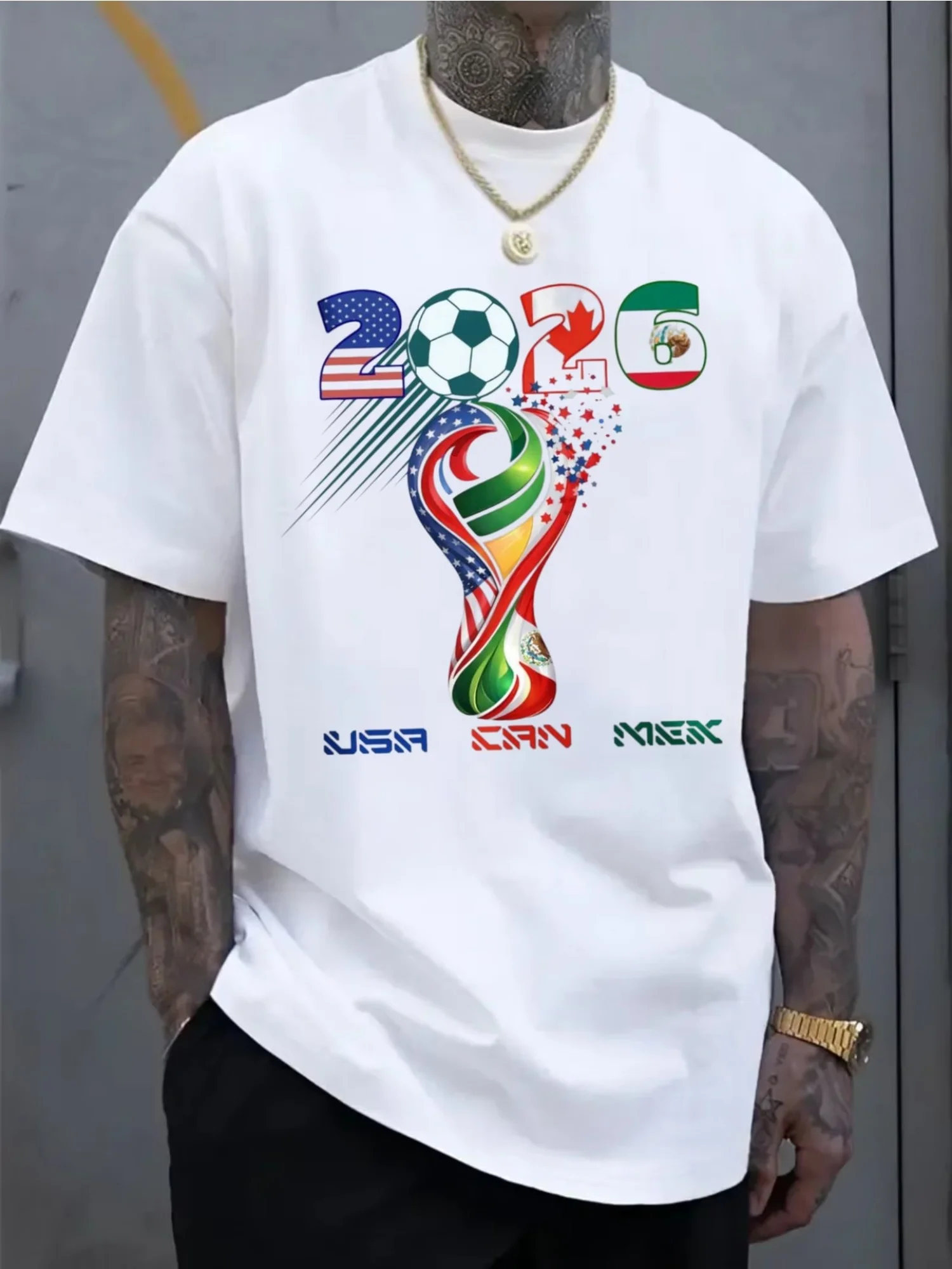 Men's Soccer Ball Graphic T-Shirt for North American Fans