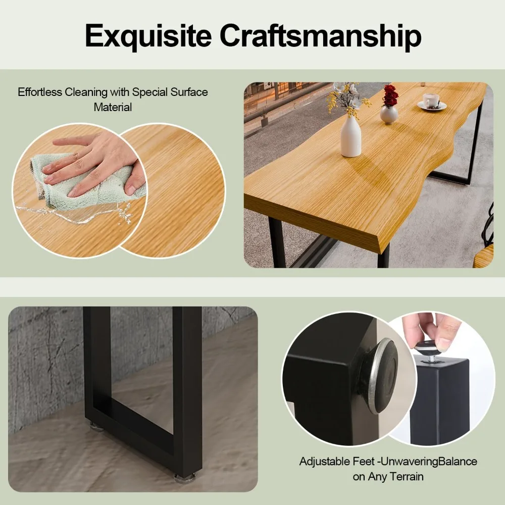 Counter Height Bar Table, 47.2"L Rectangular Wood Bar Height Pub Table, Industrial High Top Long Console Table Counter Dining Ta