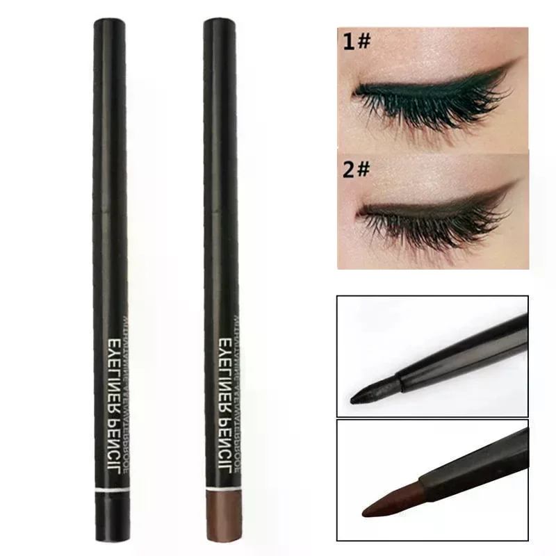 Waterproof Black/Coffee Automatic Rotating Eyebrow Pencil Eyeliner Pencils Easy To Wear Quick Drying Eyeliner Pen 2Pcs