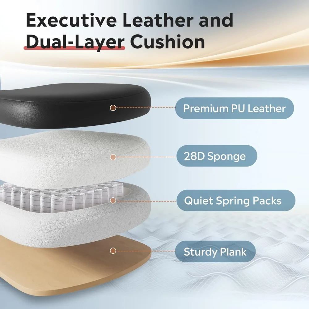 كرسي مكتب جلدي مريح عالي الظهر مع مسند للقدمين لكرسي مكتب مريح كبير وطويل #6