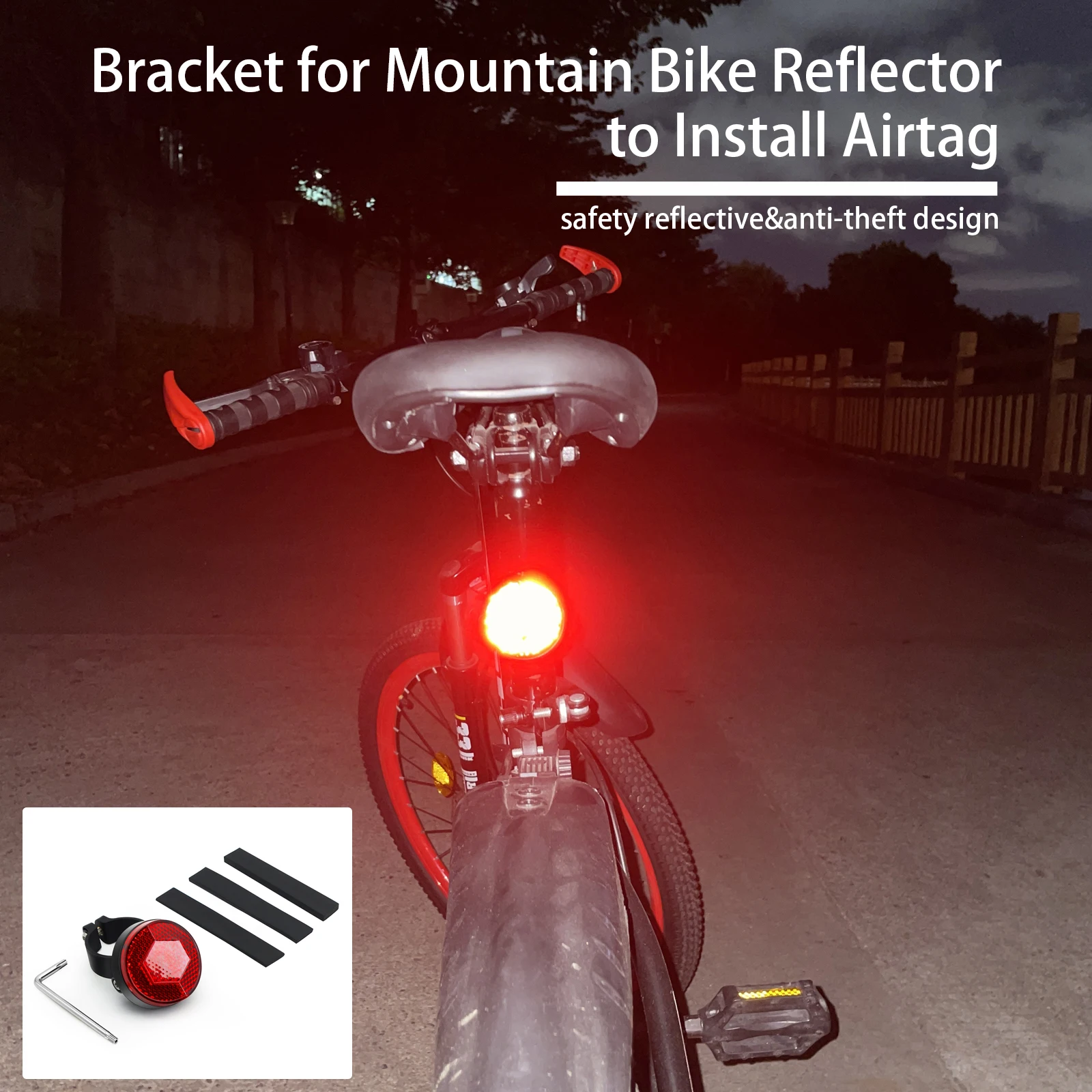 Bracket for Mountain Bike Reflector to Install Airtag Hide GPS Location Road Bicycle Support Holder Tracker Positioner Case Box