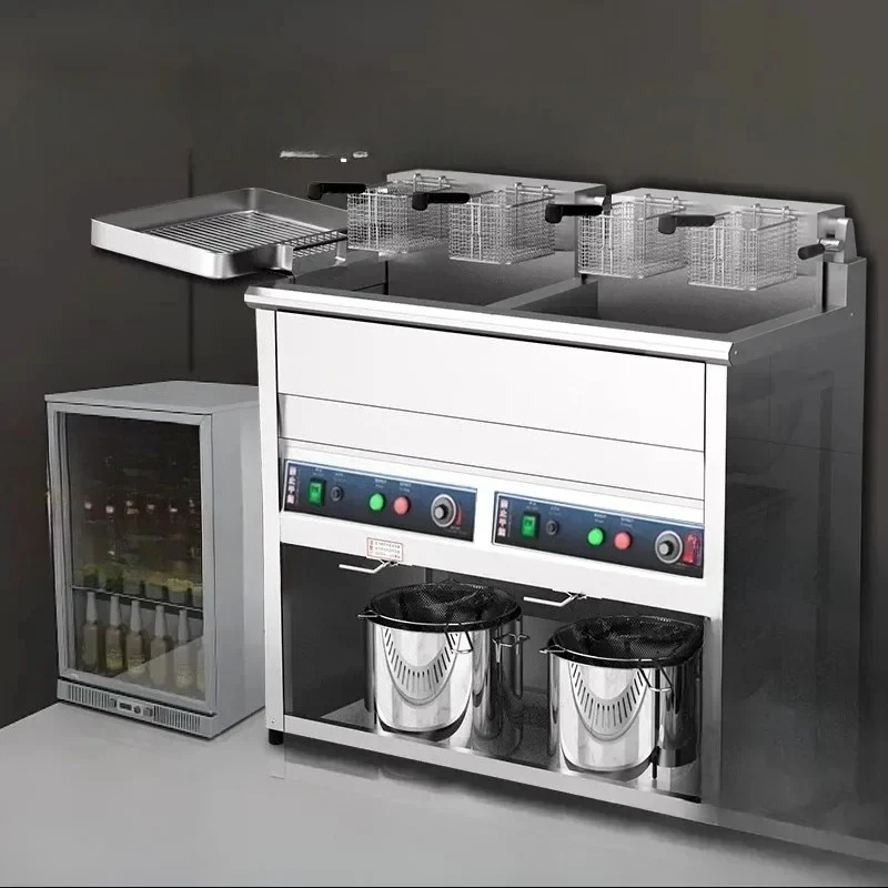 Vertical large-capacity automatic temperature control electric fryer, double-cylinder fryer, fryer machine