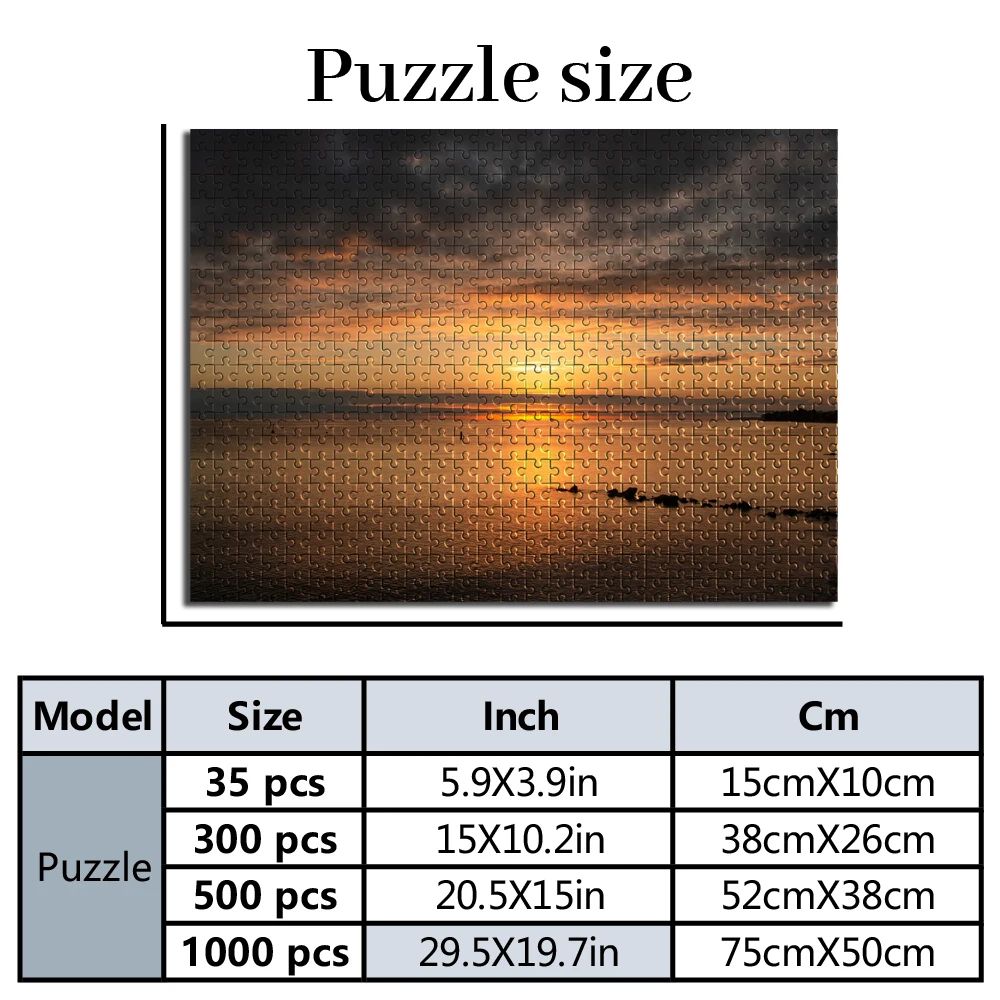 Personalized Custom Photo Puzzle Customize Tranquil Seaside Sunset DIY Handmade Puzzles Photo Wall Art