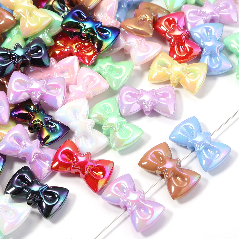 10pcs 17x28mm Bow Acrylic Beads Colorful Sweet Bowkot Loose 