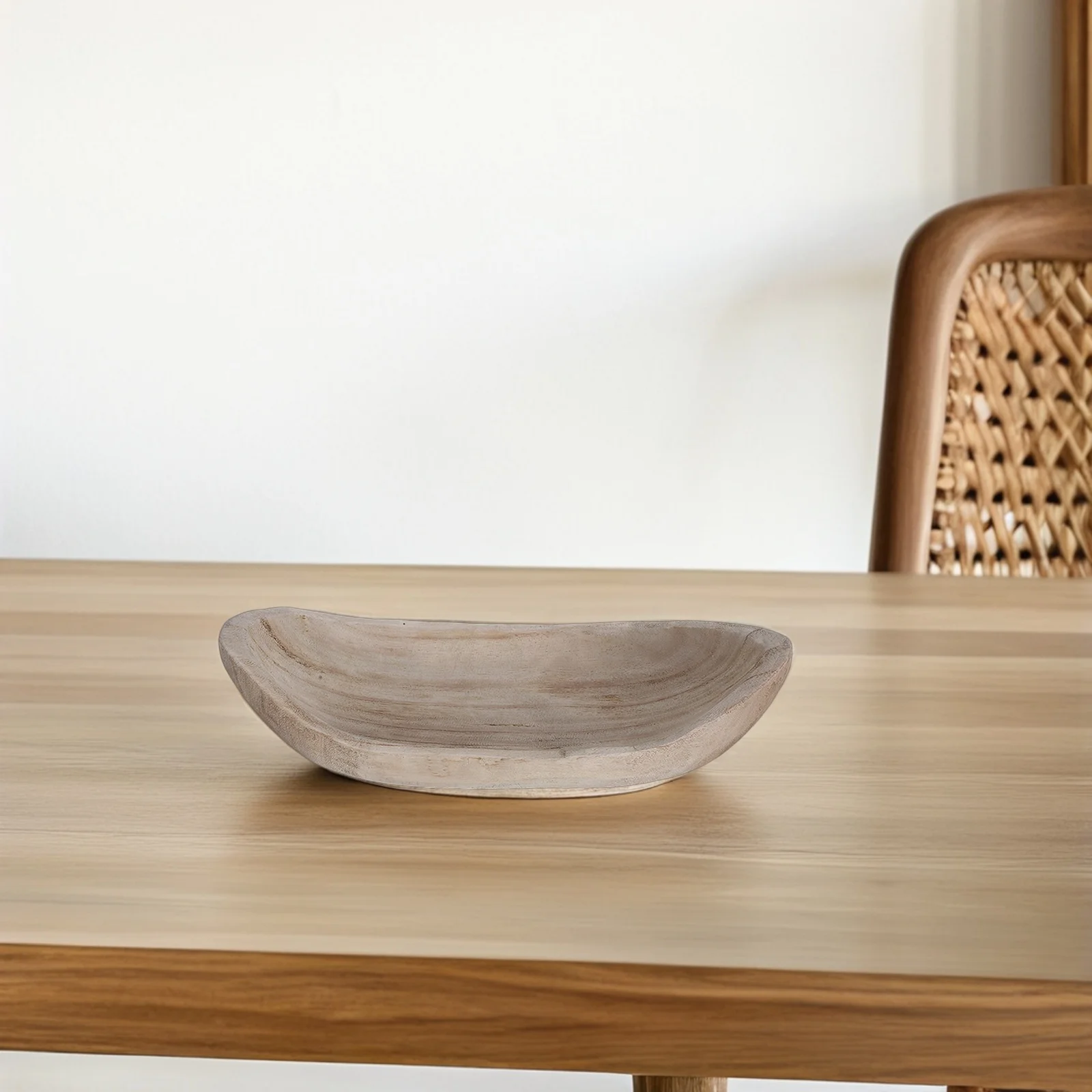 

Minimalist Wooden Fruit Plate Boat Shape Rustic Farmhouse Serving Tray Snack Dessert Salad Decor Bowl Kitchen Dining Centerpiece
