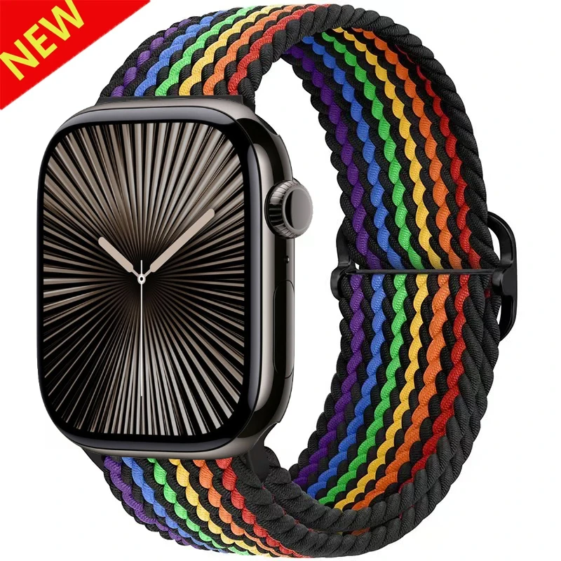 Braided solo loop strap For Apple Watch 49mm 45mm 44mm 41mm 40mm Series Ultra2 9 8 7 6 5 4 3 SE2 elastic nylon strap iWatch Band