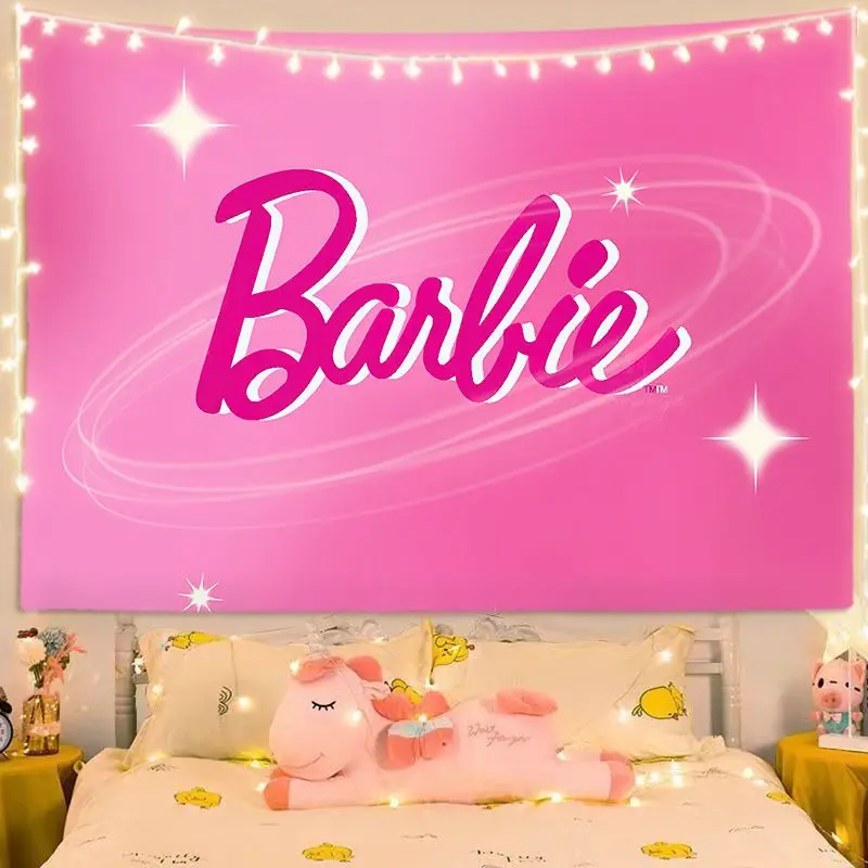 Cartoon Kawaii Barbie Room Background Cloth Poster Wall Cloth Tapestry Wall Hanging Wall Rugs Dorm Decor Blanket Girl Gift