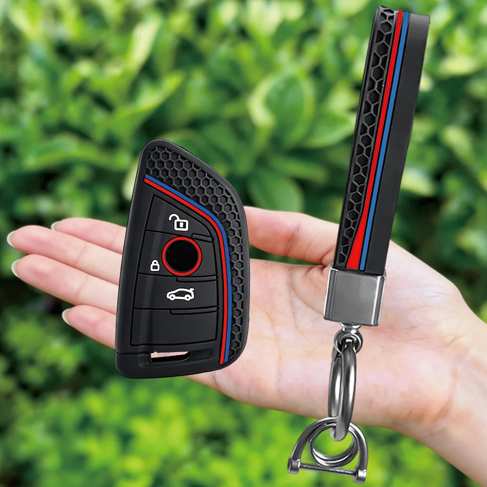 Silicone Remote Car Keychain Holder Key Case Cover for BMW F48 F46 F10 F20 F30 X1 X2 X3 X4 X5 X6 Z4 1 2 3 4 5 6 7 Serie 7 Wallet view 4